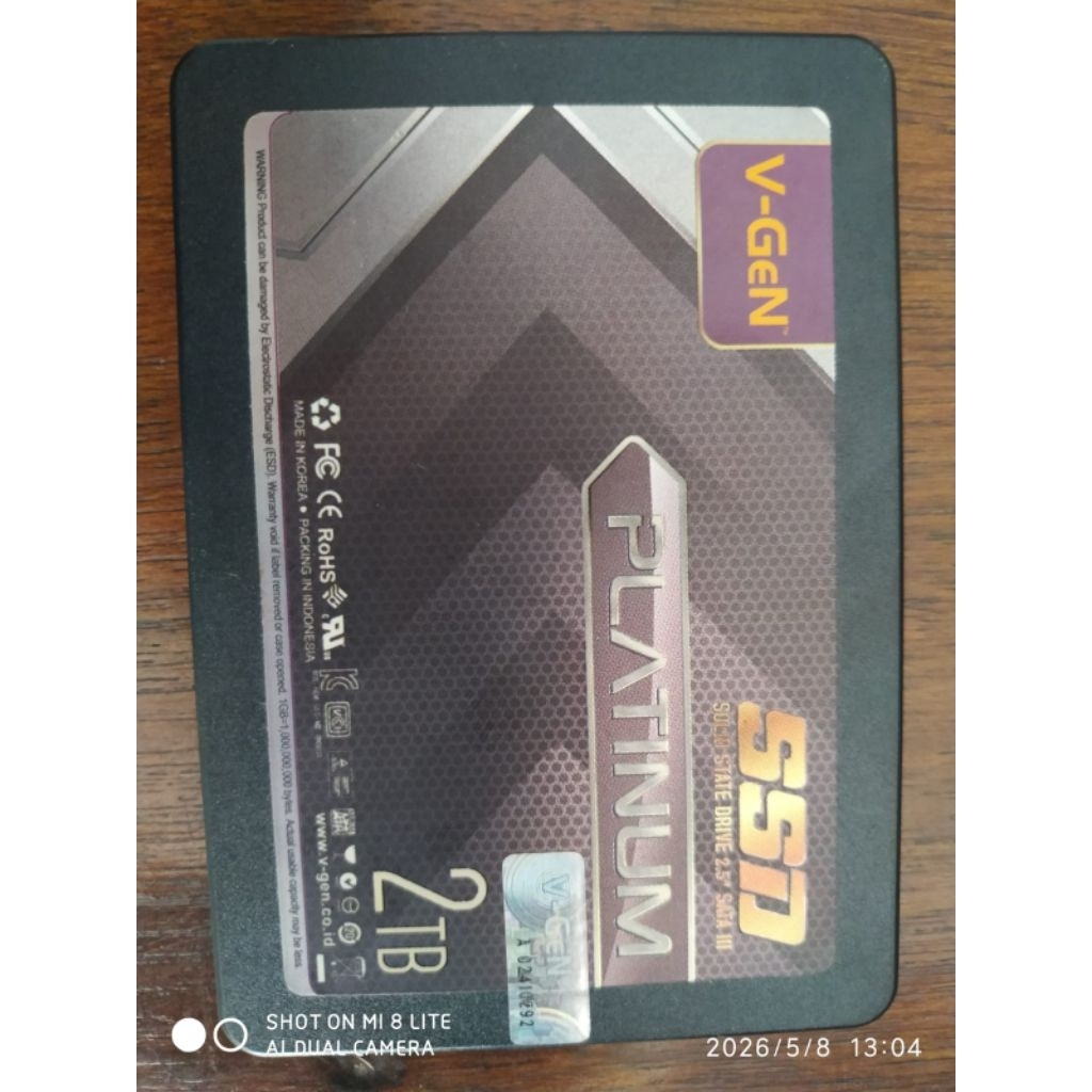 ssd sata 2.5" vgen platinum 2tb health 100% ori second