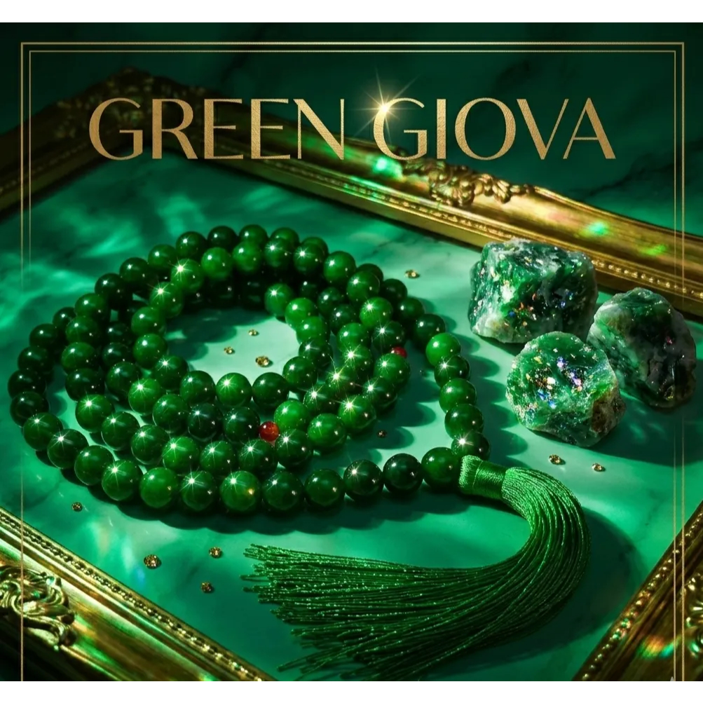 Green Giova Tasbih Batu Giok Hijau Premium