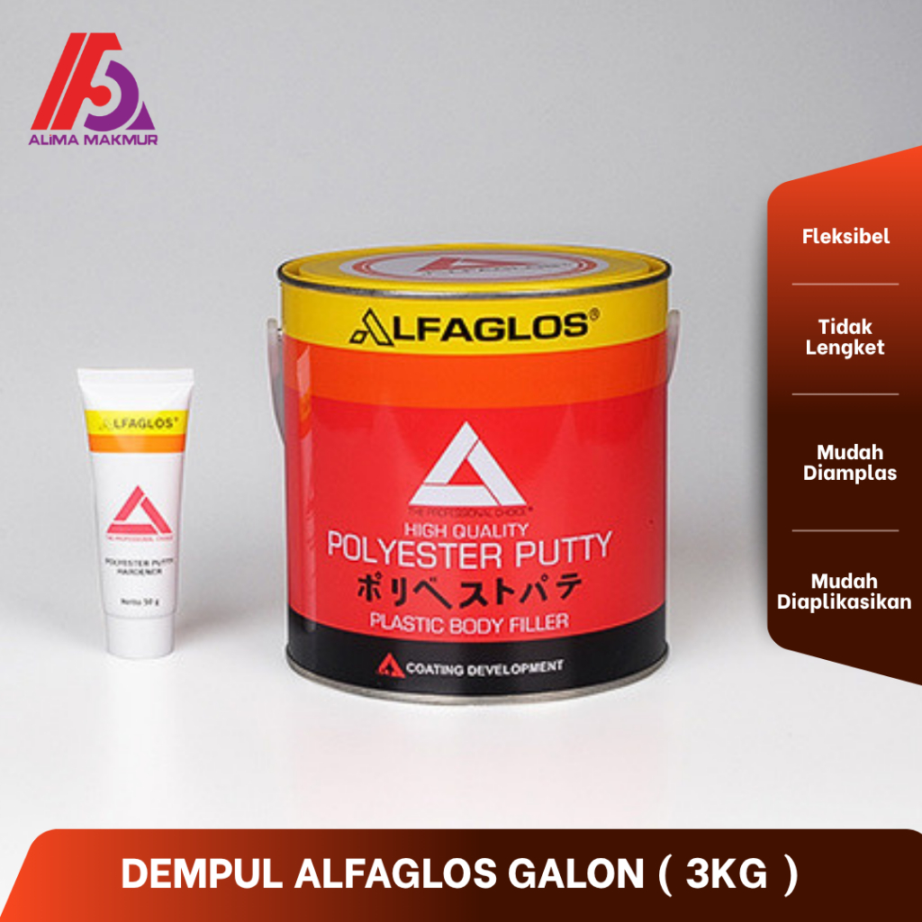Dempul Alfaglos Galon / Dempul Alfaglos / Dempul Kayu Besi / Dempul Mobil / Dempul Alfaglos Merah