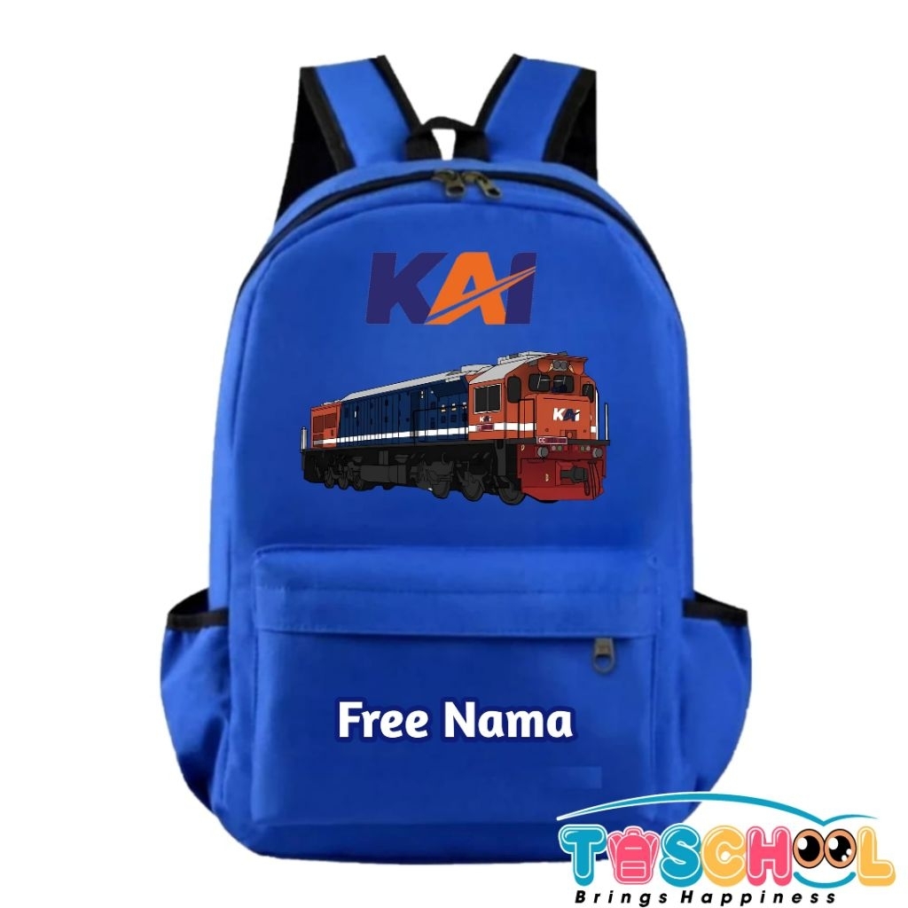 TAS RANSEL ANAK KAI KERETA API INDONESIA LOKOMOTIF CC 205 FREE NAMA