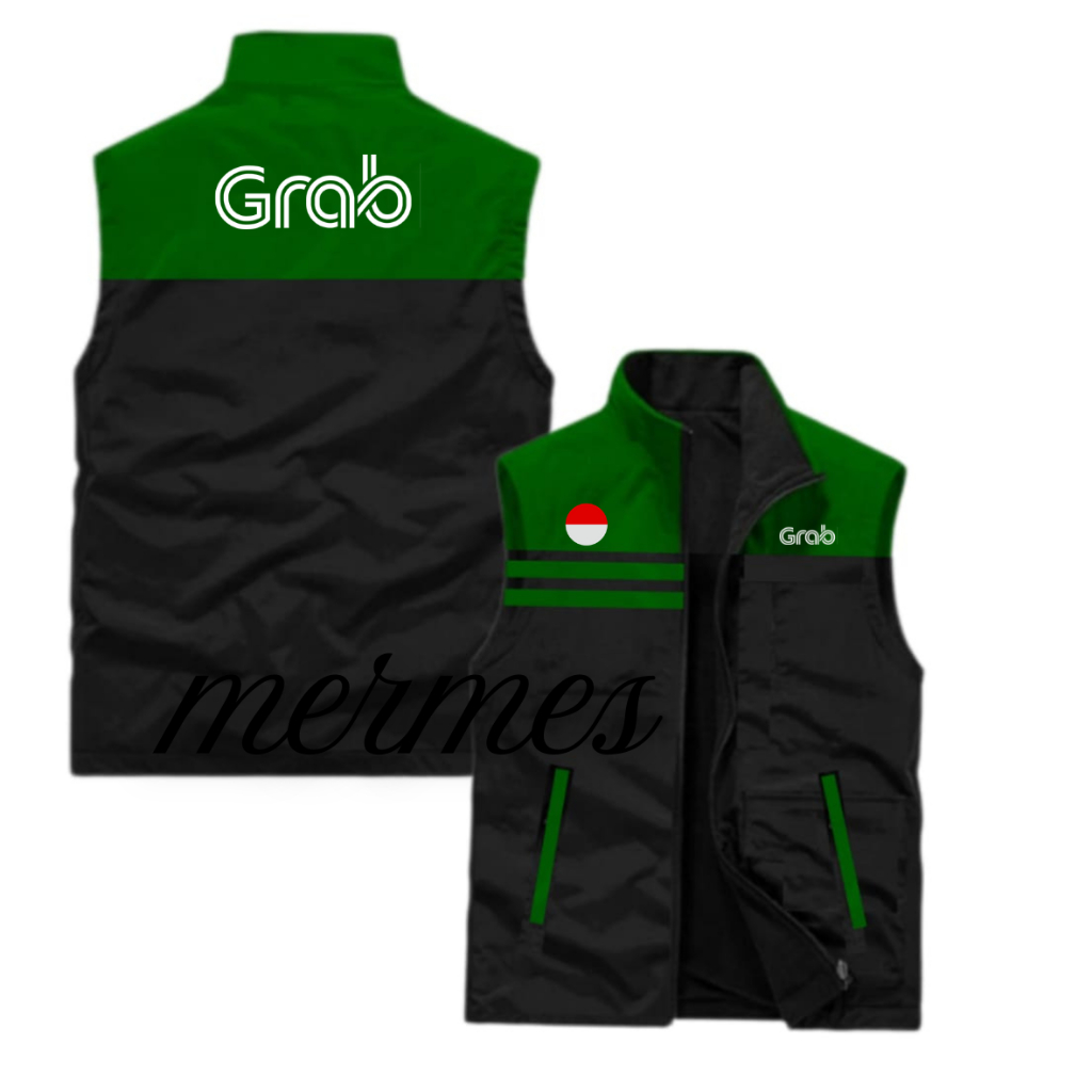 Origin@l - Rompi Grab Ojol Driver Online | Jaket Grab Original Terbaru | Rompi Safety Grab Bisa Requ