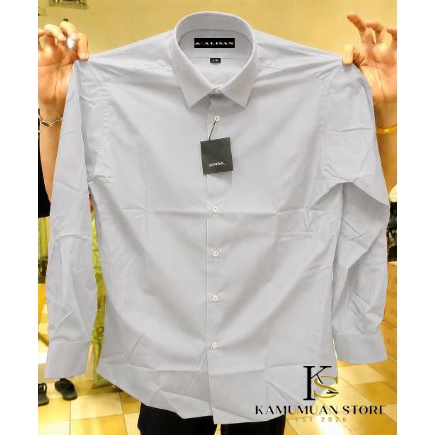 Kemeja Alisan Real Pict Abu Muda Lengan Panjang SLIMFIT Polos Pria Kemeja Kerja Formal Casual Kantor
