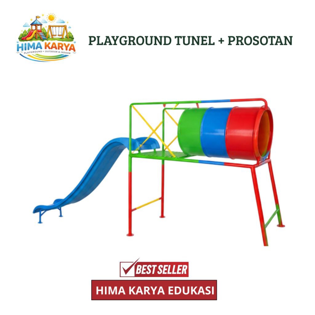 Mainan Playground Anak Perosotan Tunnel Besi Outdoor Indoor Warna-warni – Perosotan Anak TK PAUD Tah