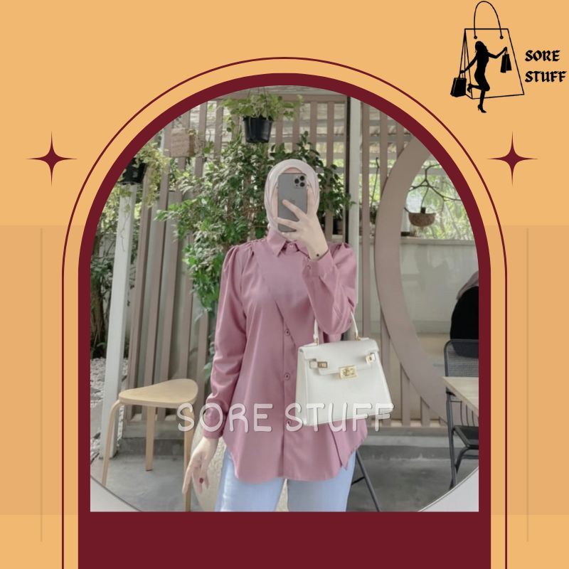 Setelan wanita lengan panjang model baru rayon kekinian oneset jumbo santai crincle dewasa polos rem