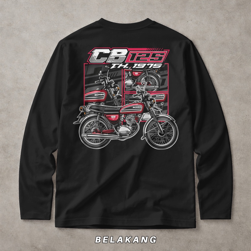fashionlokal.idn Kaos CB 125 Th. 1975 Lengan Panjang - Long Sleeve Bahan Cotton Combed 30s
