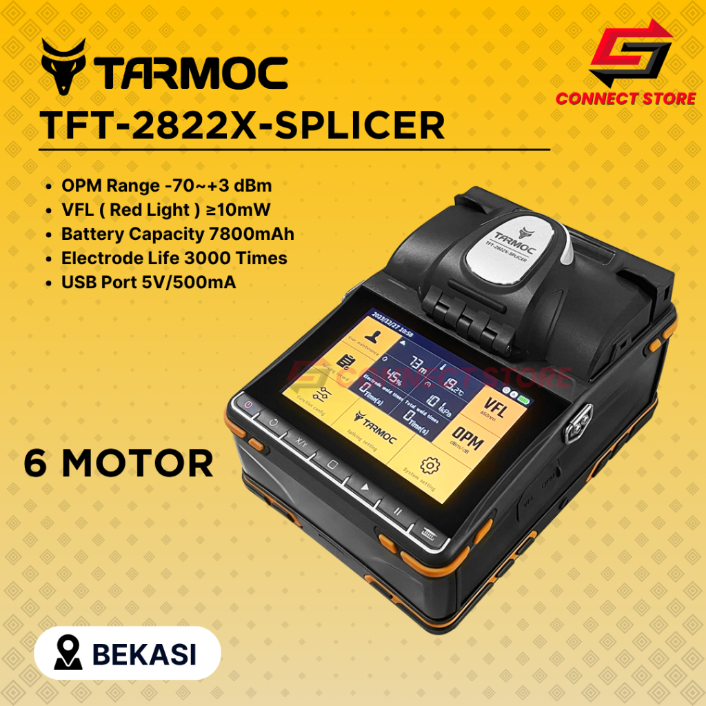 Tarmoc TFT-2822X-SPLICER | 6 Motor Fiber Optic Fusion Splicer Alat Splicing