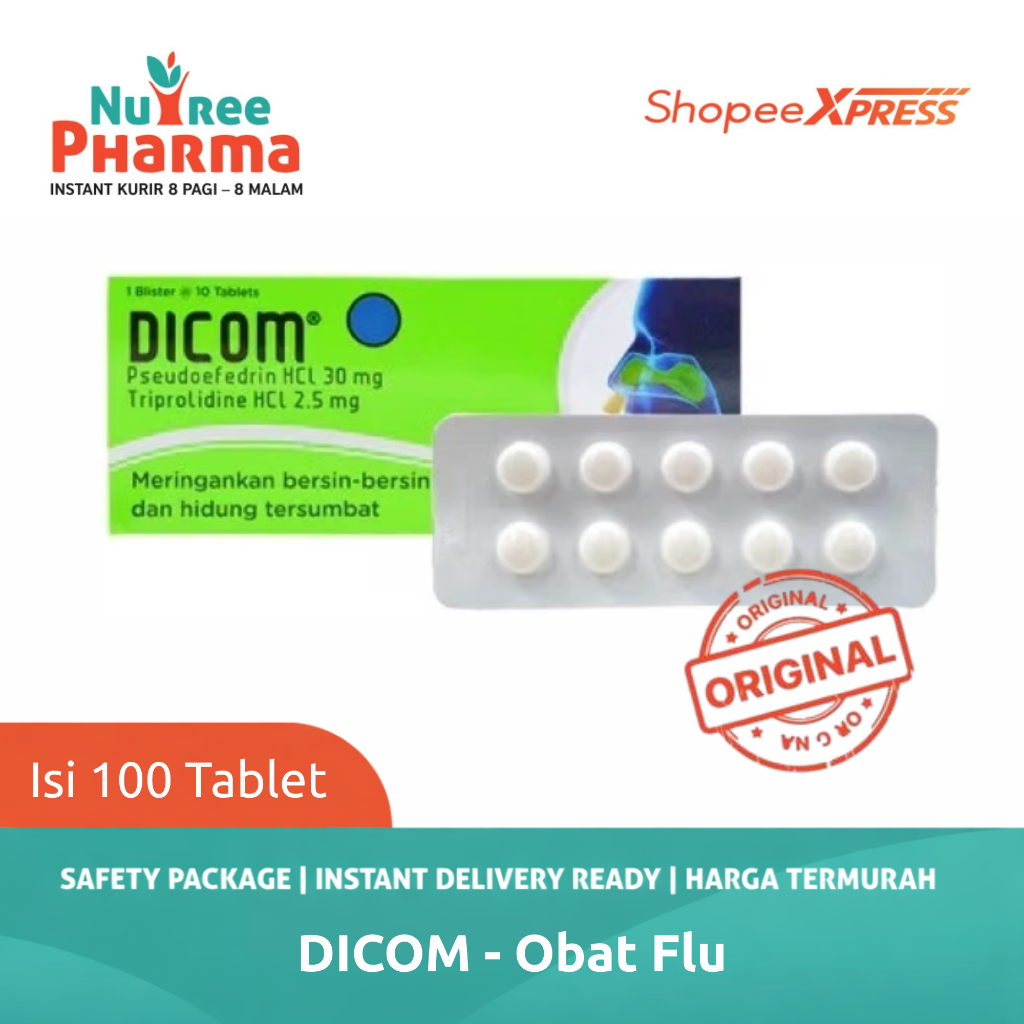 Dicom Box Isi 100 Tablet | Dicom Tablet | Obat Bersin-Bersin | Obat Flu | Hidung Tersumbat