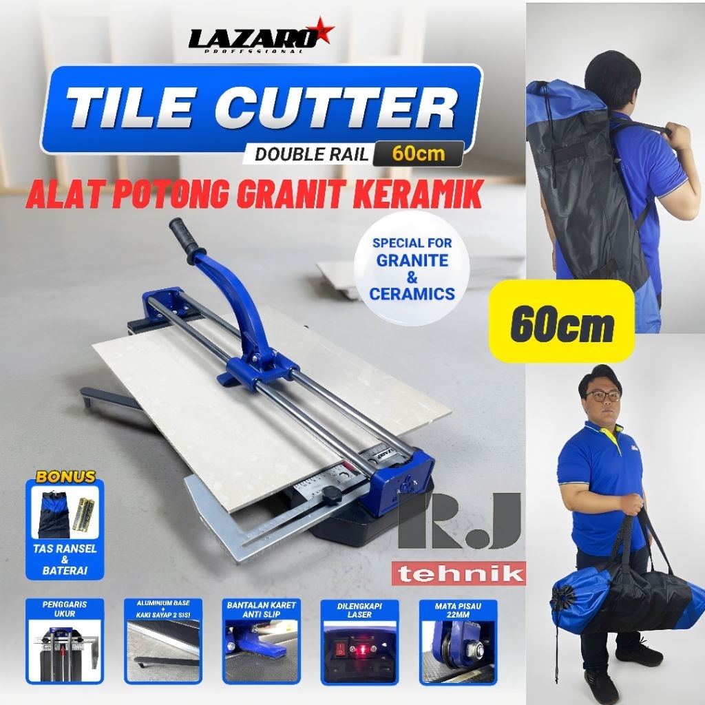 Alat Potong Keramik Granit Granite Tile Cutter Lazaro Double Rel 60cm + Laser Kuat