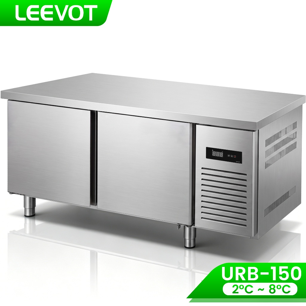 Leevot Undercounter Chiller 2 pintu 150cm Chest Freezer Direct Cooling Undercounter Freezer URB-150