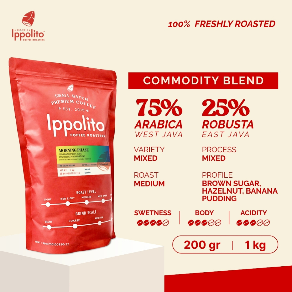 [IPPOLITO COFFEE] 75% Arabika 25% Robusta Kopi Espresso Blend Morning Phase Biji/Bubuk Fresh Coffee 