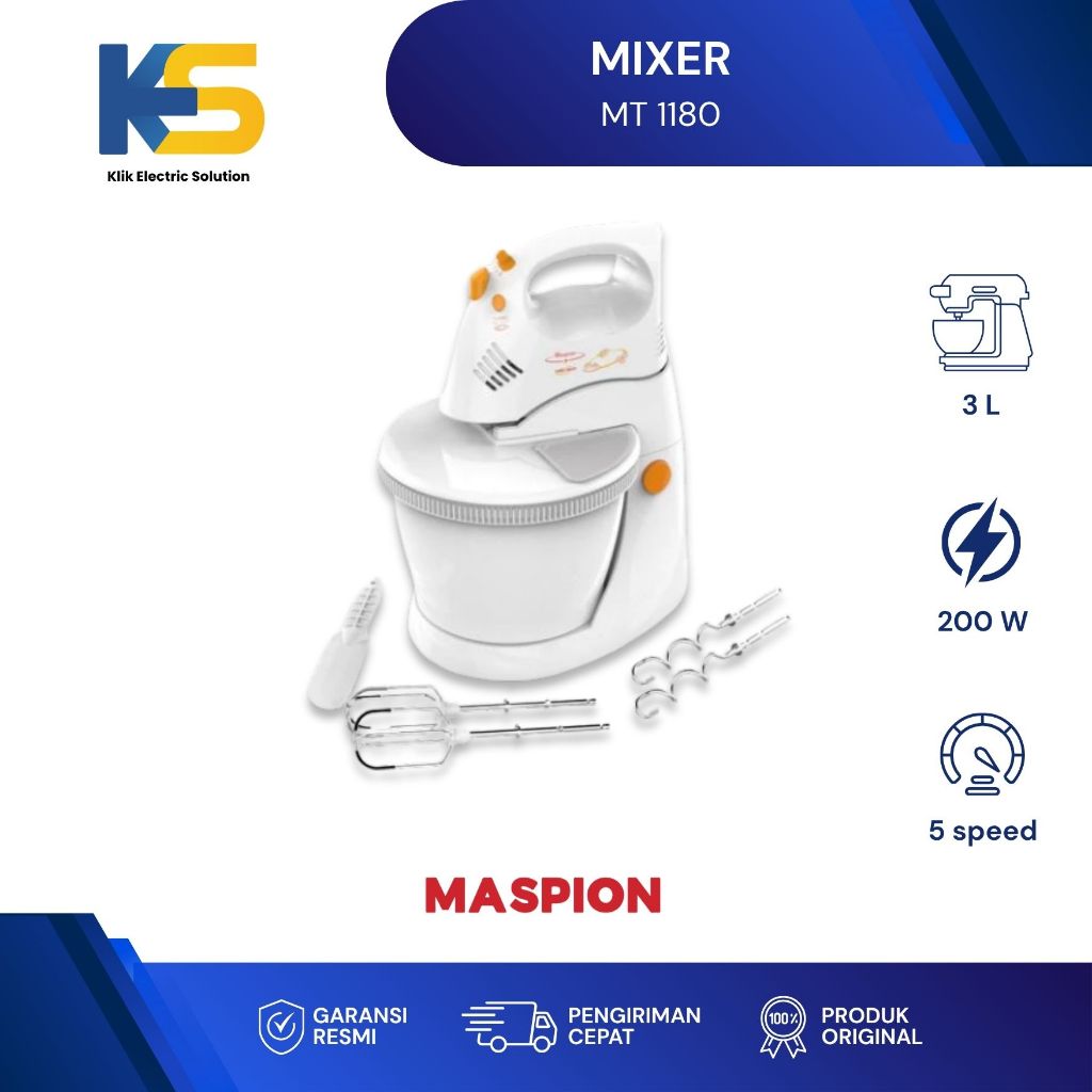 K.E.S - MIXER MASPION MT 1180 Pengaduk Adonan dan Pengocok Telur