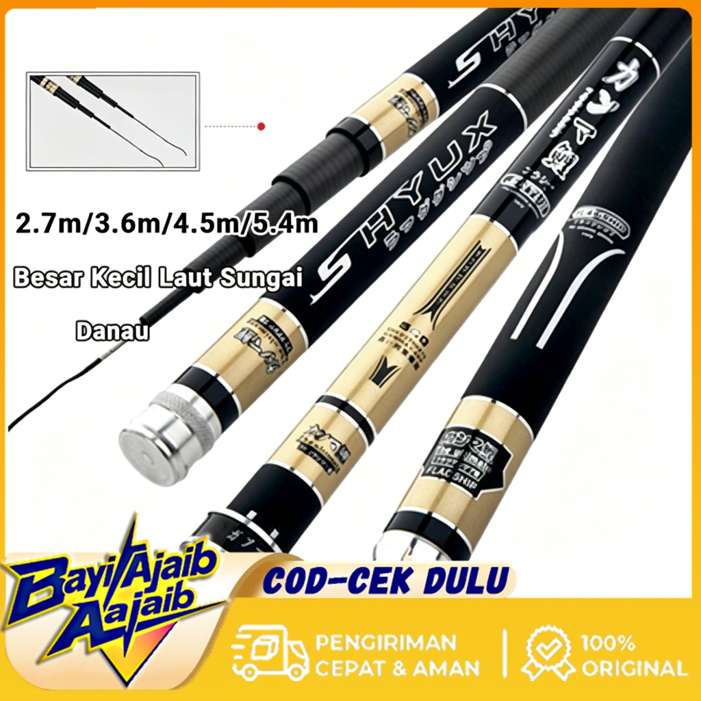 Joran Tegek Kagawa Batik Hantu Tua Joran  270-720 Carbon Medium Hard Pancing Tegek Pancing Ringan Ku