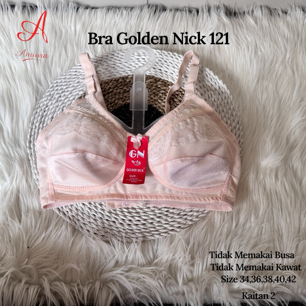 Bra Golden Nick 121 Tanpa Kawat Tanpa Busa Cup B Setengah Brukat Bra Wanita