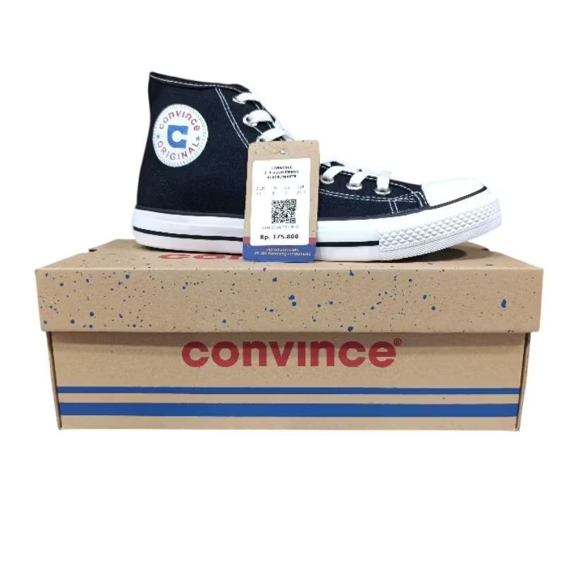 Sepatu CONVINCE High Black White Black Black - Sepatu Sneaker Canvas Convince - Sepatu Sekolah & Ker