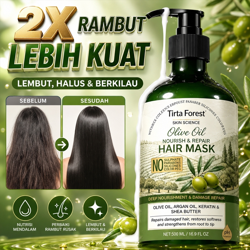 Hair Mask Rambut KeringDan Mengembang Dengan minyak zaitun 500ml Masker Rambut Repair Untuk Rambut K