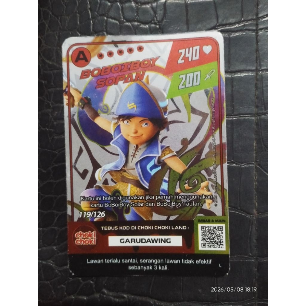 Kartu Boboiboy A Sopan