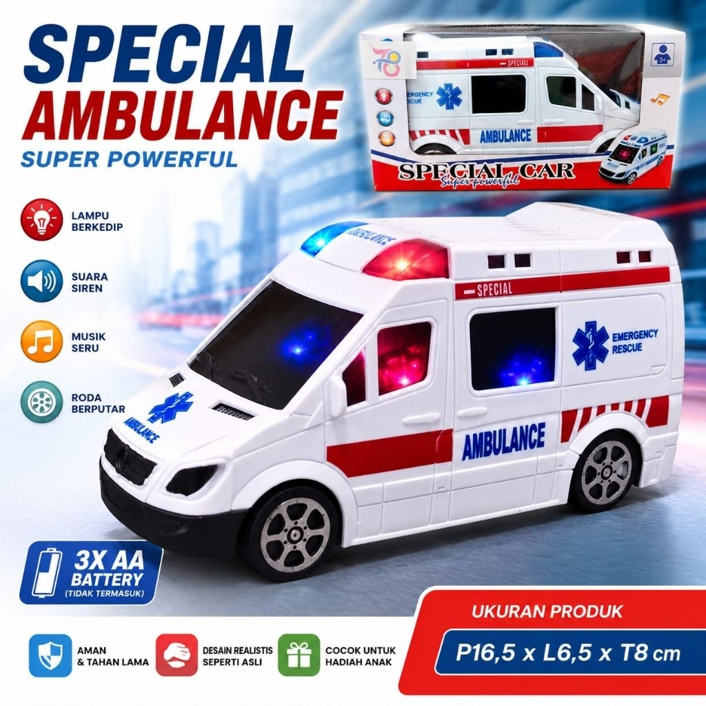 1282 Mainan Mobil Mobilan Ambulance Terbaru / Mainan Mobil Ambulance Lampu + Musik / Mainan Mobil / 