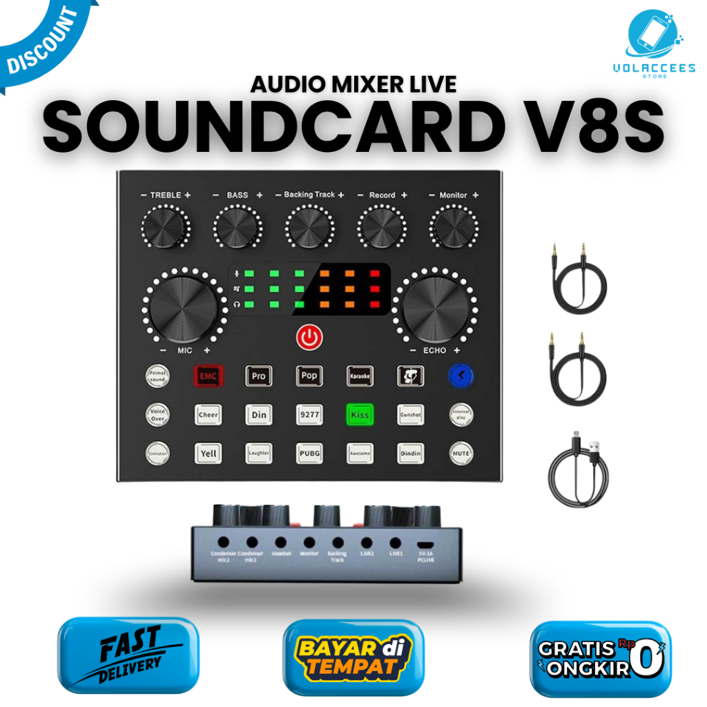 SOUNDCARD V8S MIXER AUDIO LIVE USB EXTERNAL MIXER