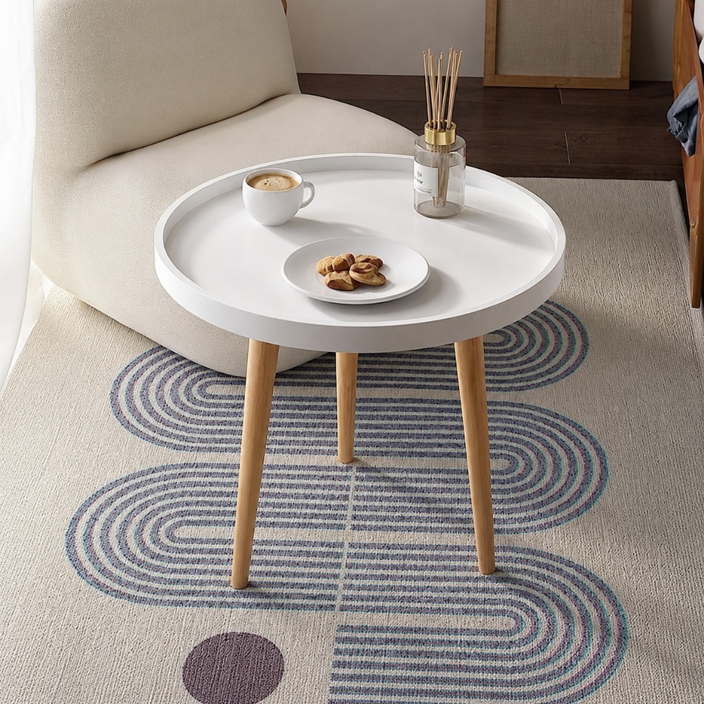 Meja Bulat Minimalis Aesthetic | Coffee Table Scandinavian Kayu Modern