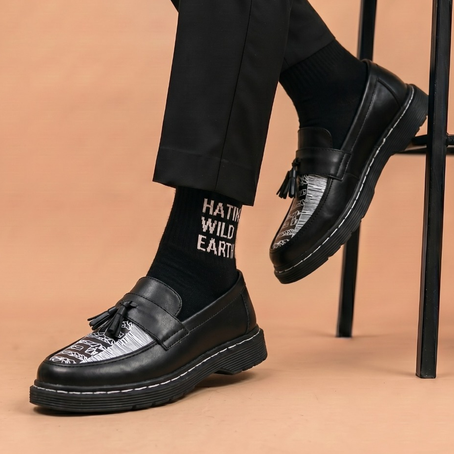 Sepatu Docmart Loafers Slop Pantofel Hitam Pria