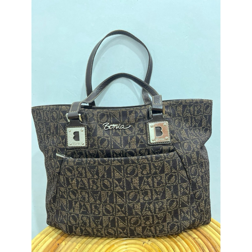 Preloved Tote Bonia Autentik Bahan Kanvas nego DM