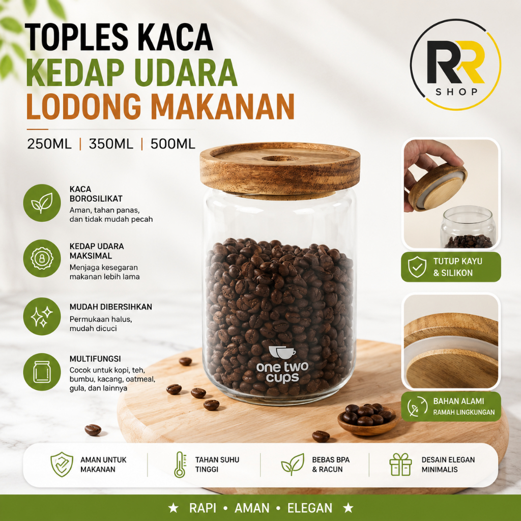 Toples Kaca Kedap Udara Lodong Makanan