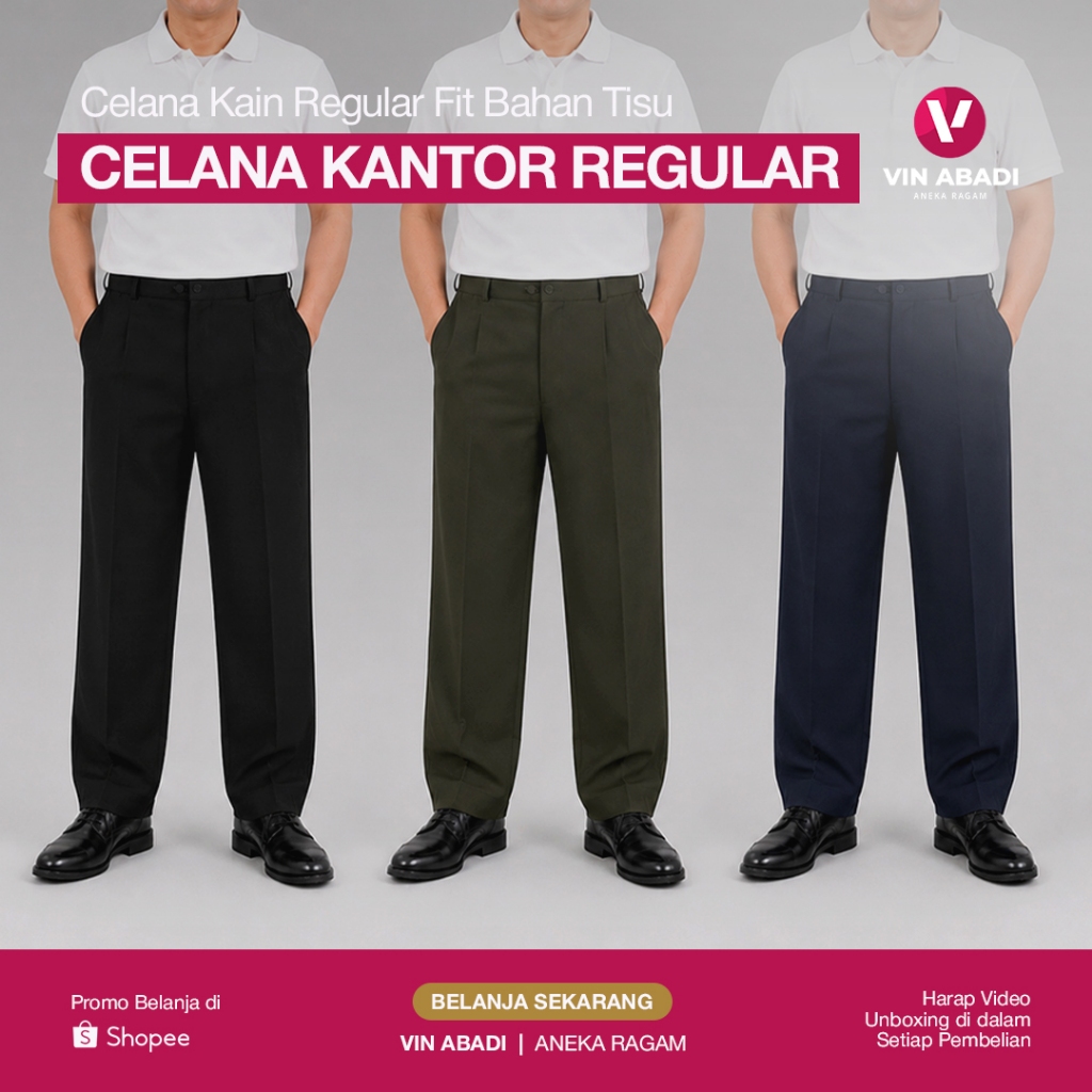 Celana Kain Pria Cardinal / Celana Kantoran Jumbo / Bahan Tisu