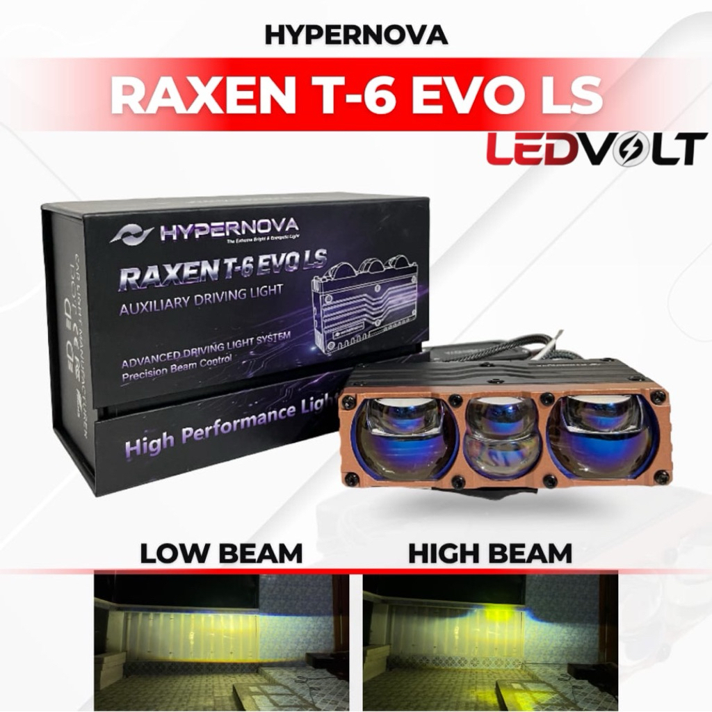 HYPERNOVA RAXEN T6 EVO LS - MINI LASER BILED 6 MATA Blue Lens Horizon Beam & Rain Breaker 110W box s