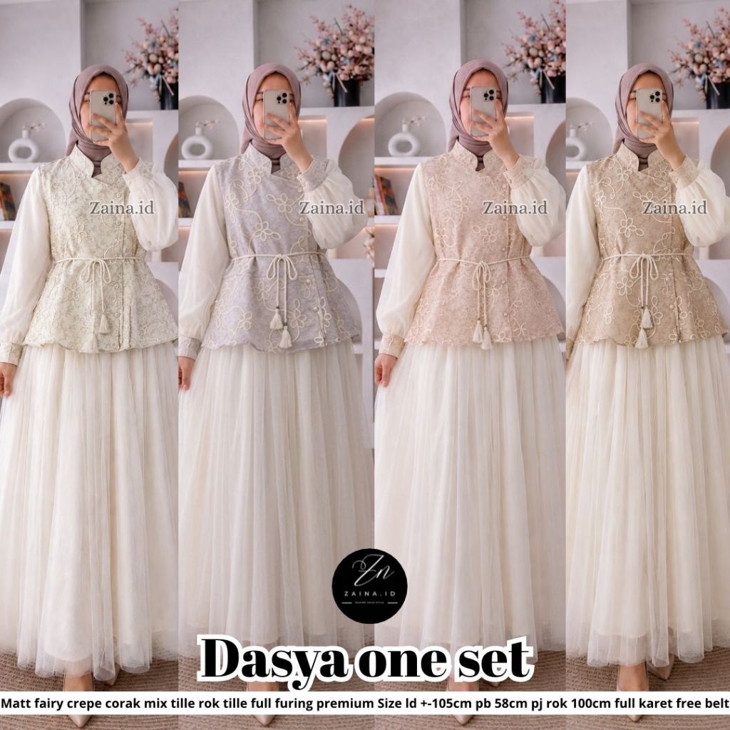 DASYA ONESET ZAHRA KIERA DRESS  BY ZAINA ID DRESS GAMIS TILLE PREMIUM RAYON TWILL PREMIUM VEST BORDI