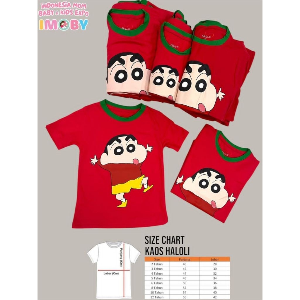 HALOLI BAJU KAOS ANAK SHINCAN MERAH