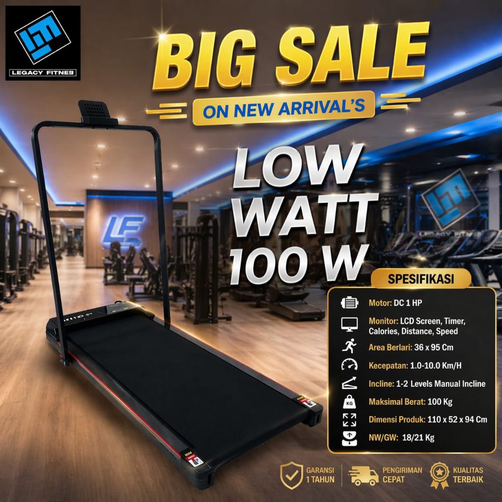Treadmill Elektrik Running pad Legacy Berly Alat Fitnes Treadmil Listrik Murah Alat Lari