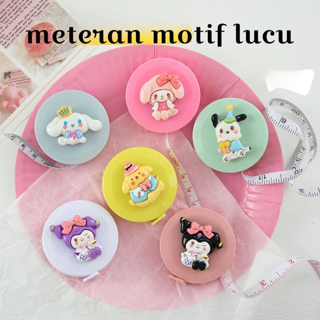 Meteran baju gulung mini karakter 150CM meteran alat ukur estetik