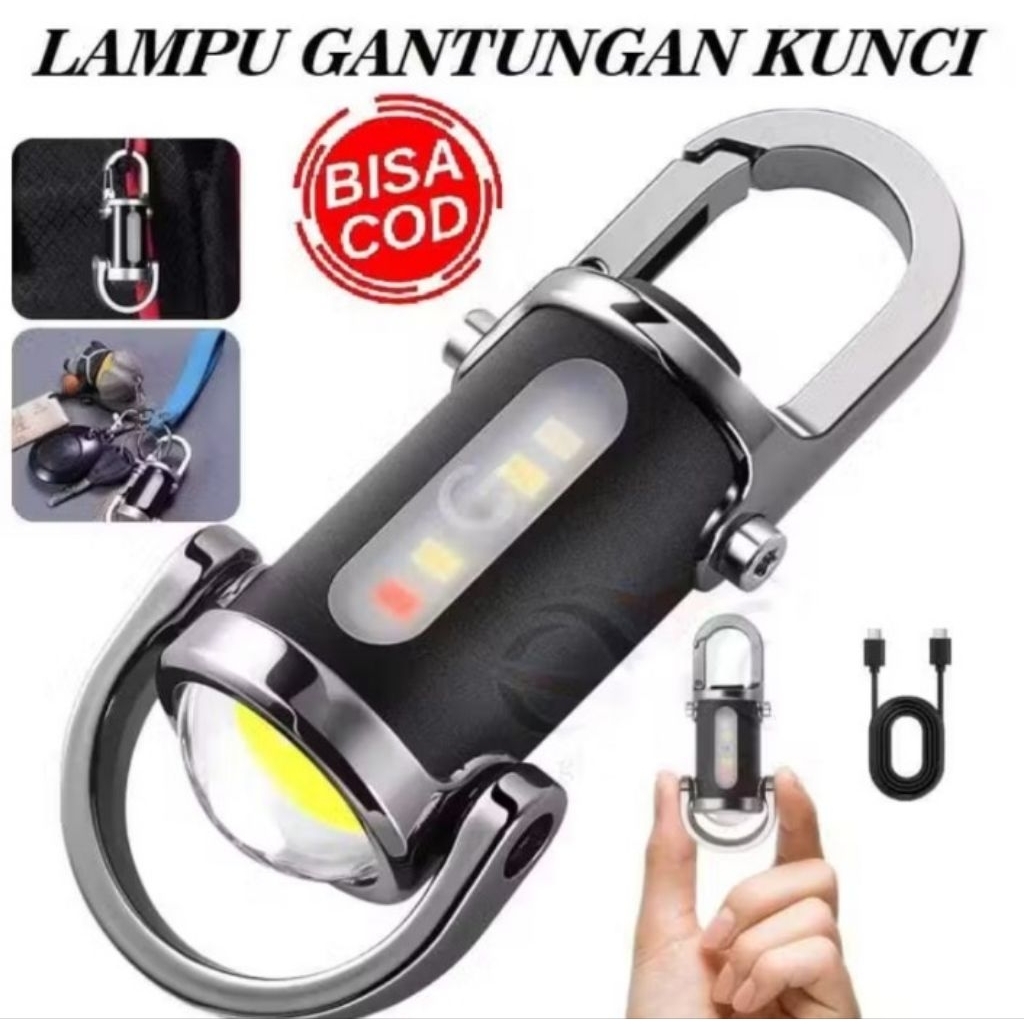 Senter Mini Gantungan Kunci / Lampu Senter Mini USB Type C