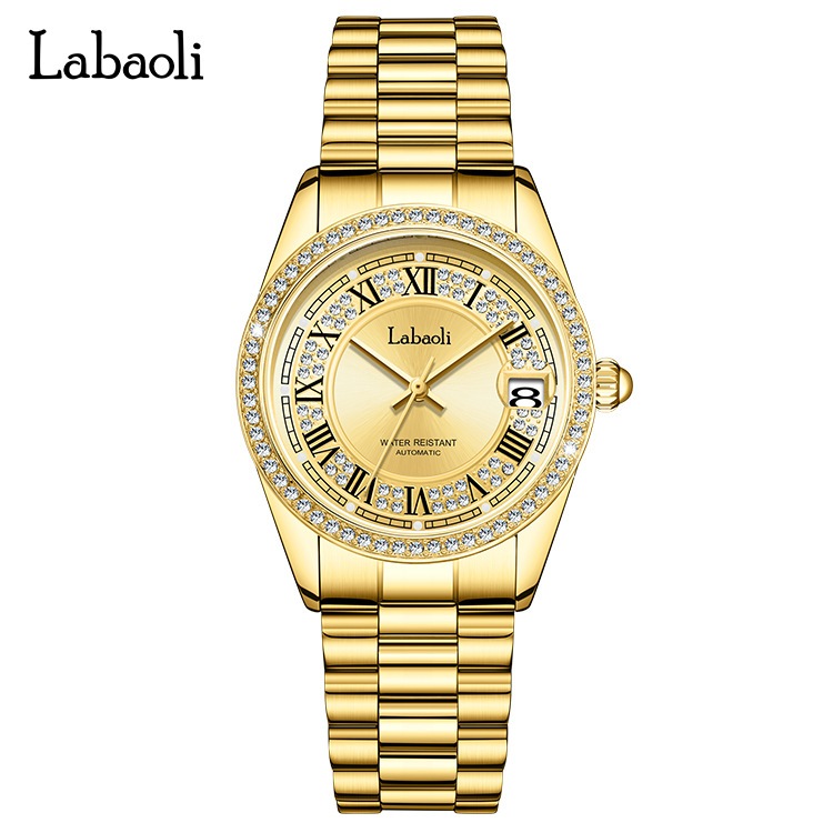 Labaoli Jam Tangan Automatic Wanita Original Anti Air Merek Labaoli Otomatis Mewah Diamond Kalender 
