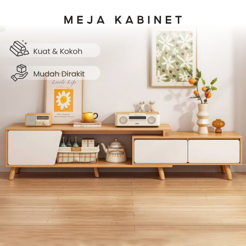 Meja TV Minimalis Rak TV Modern Rak Penyimpanan Serbaguna Rak TV Ruang Tamu Rak Laci Ruang Keluarga