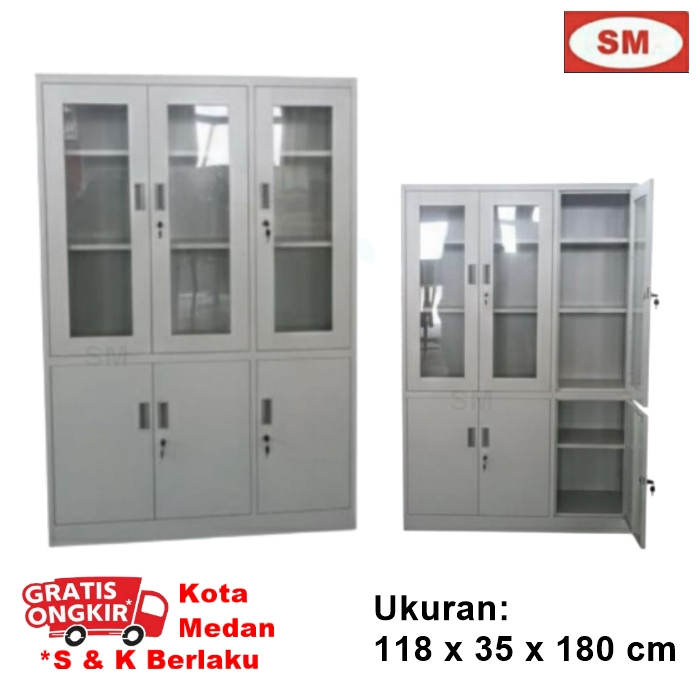 LEMARI FILING CABINET BESI 3P - FC3D HG - LEMARI BUKU PINTU BUKA