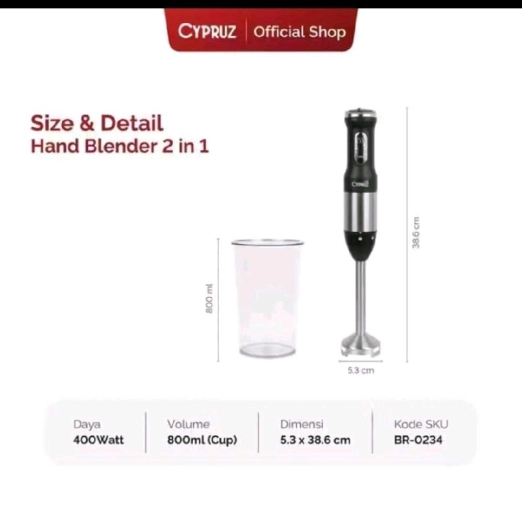 CYPRUZ HAND BLENDER 2IN1 BR-0234 TAJAM KUAT, ANTI KARAT