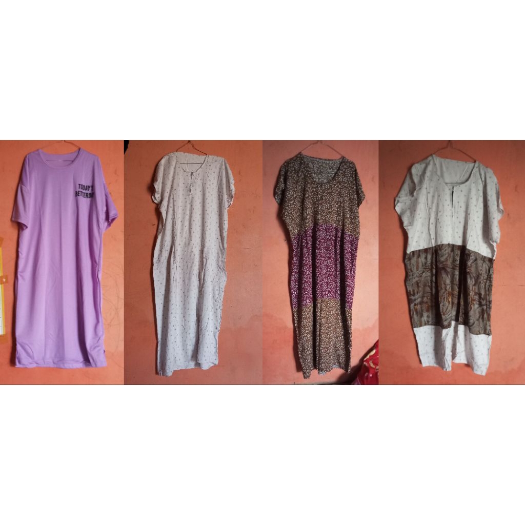 dapat 4 daster wanita jumbo/ long dress jumbo Dester wanita kaos