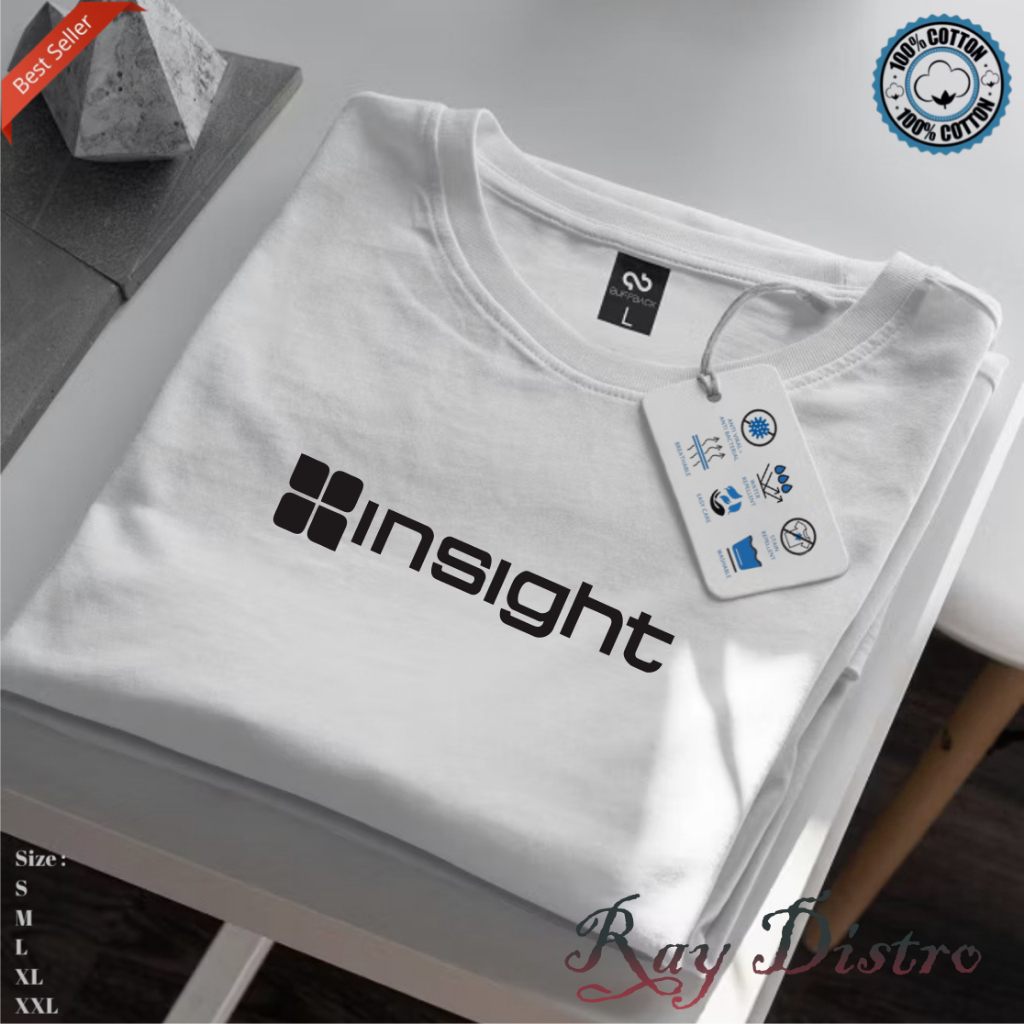 Promo Buy 1 Get Cod Kaos INSIGHT motif Black Unisex Lengan Pendek Atasan Casual T-shirt Bahan Katun 