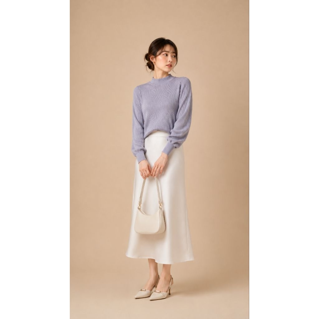 PRELOVED SWEATER RAJUT LENGAN BALON BLINK SOFT LILAC SUPER PREMIUM KNIT LIDI CANTIK ELEGAN