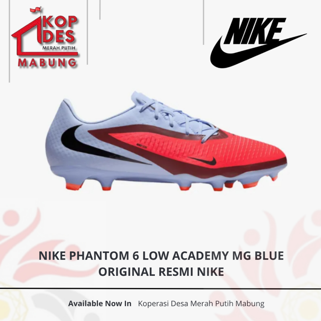 Sepatu Sepakbola Pria Nike Phantom 6 Low Academi MG Blue Original