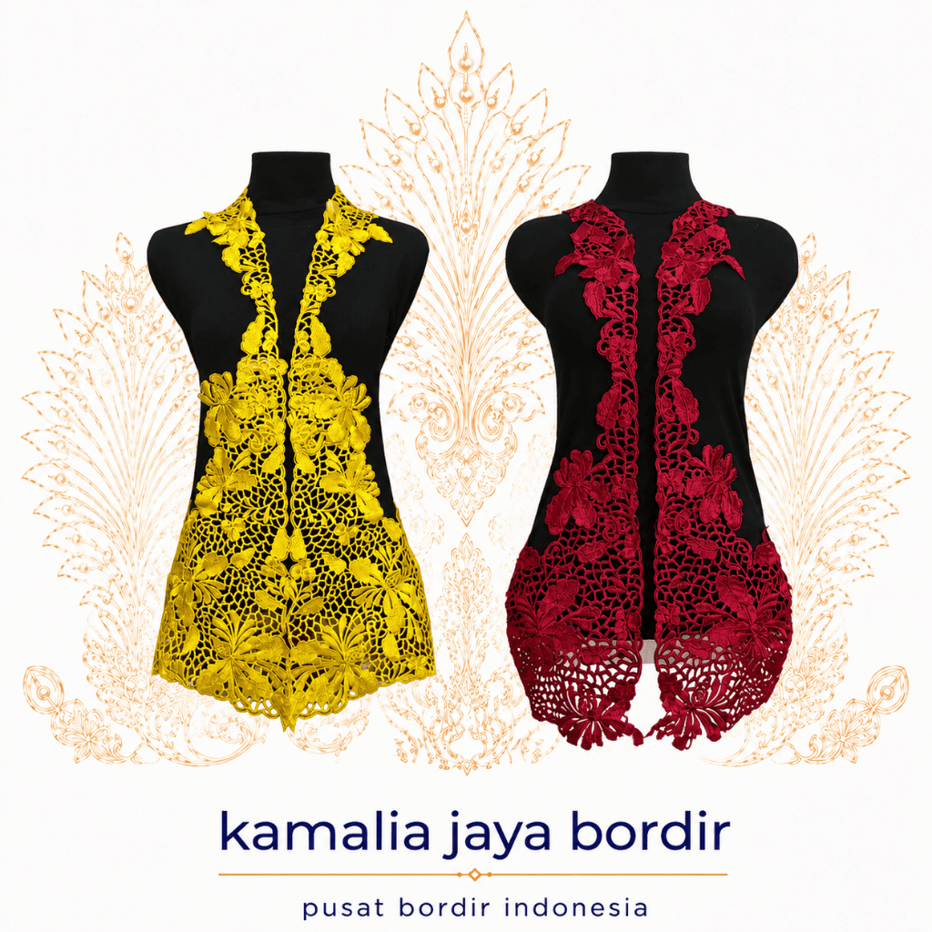 renda bordir aplikasi tempel kebaya remaja motif bunga wera terbaru