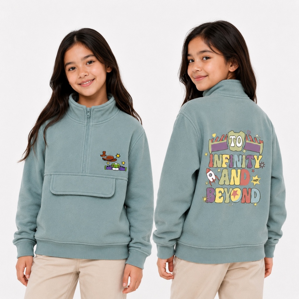 No Limit Kids - Sweater Hoodie Halfzip Anak–COWBOY & ASTRONOT Cewek Cowok Fleece Polos (3-12 Tahun) 