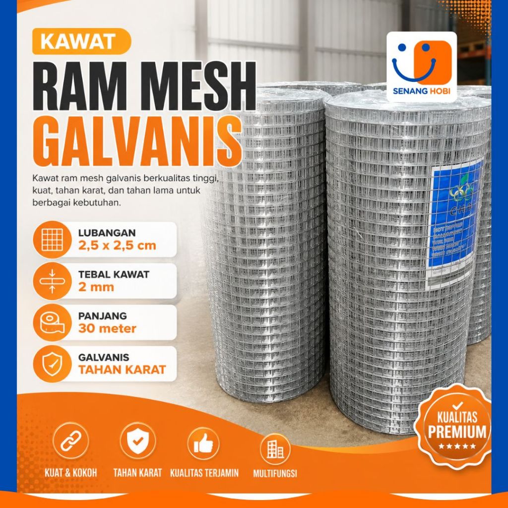 Kawat Ram Mesh Galvanis Tebal Kawat 2mm Panjang 30 meter - Best Seller