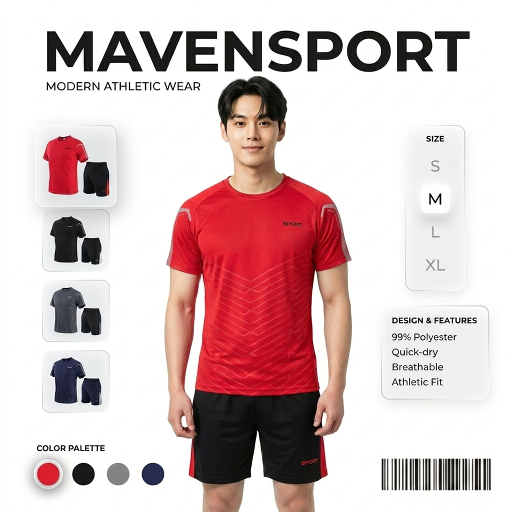 RED MAVEN Setelan Olahraga Pria Jogging Badminton