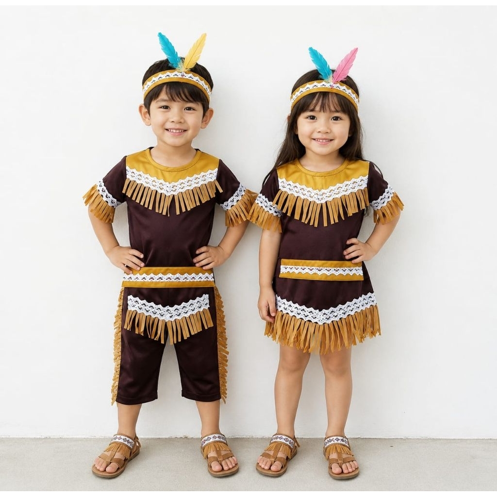kostum indian anak/baju indian afrika anak/baju adat afrika/cosplay indian anak