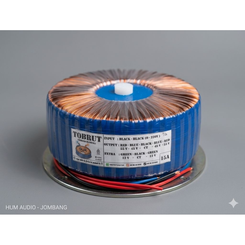 TRAFO TOROID DONAT 15A CT 45-55V MURNI .