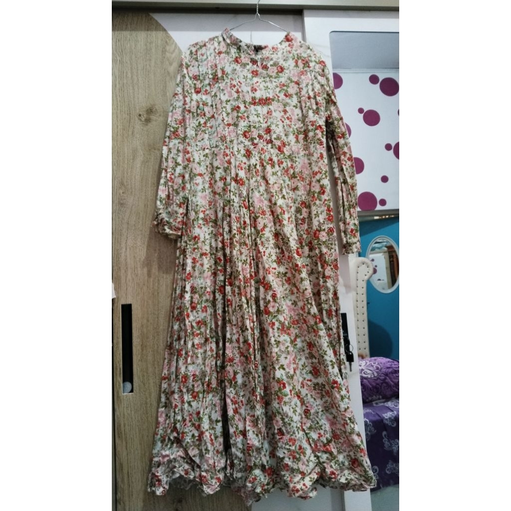 gamis katun adem, bunga2 ld kecil