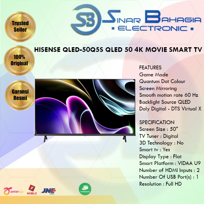HISENSE QLED-50Q5S QLED 50 4K MOVIE SMART TV (NEW)