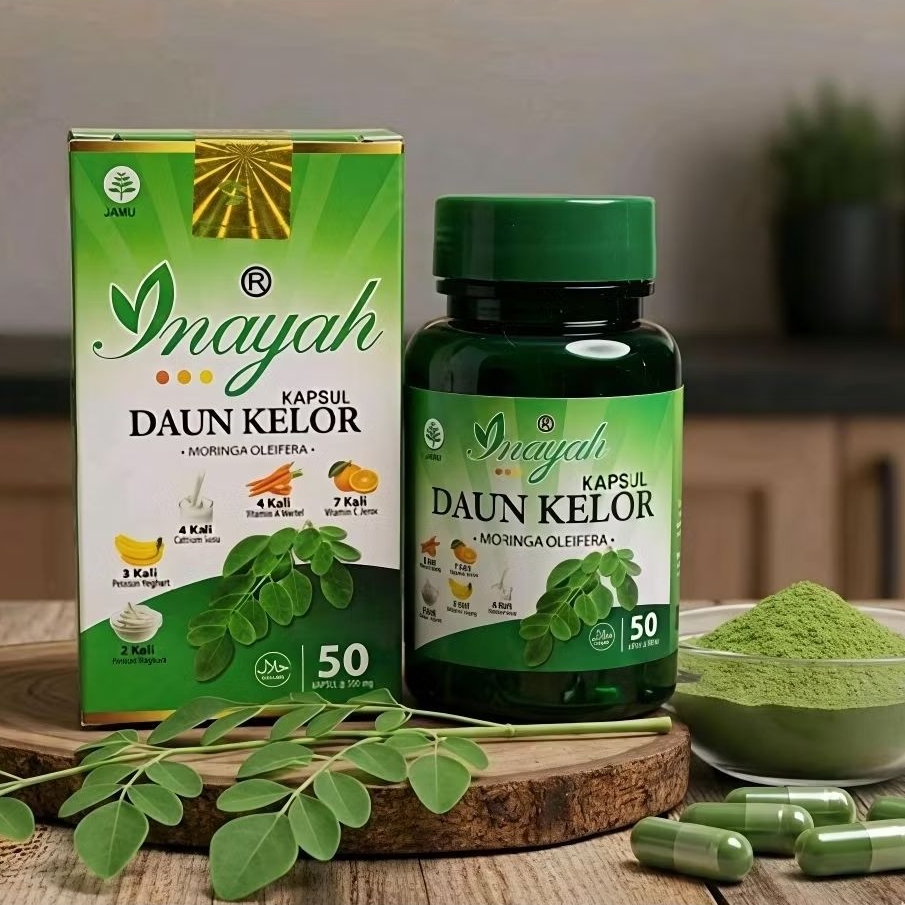 Kapsul Ekstrak Daun Kelor Original | KAPSUL DAUN KELOR Inayah 50 Kapsul